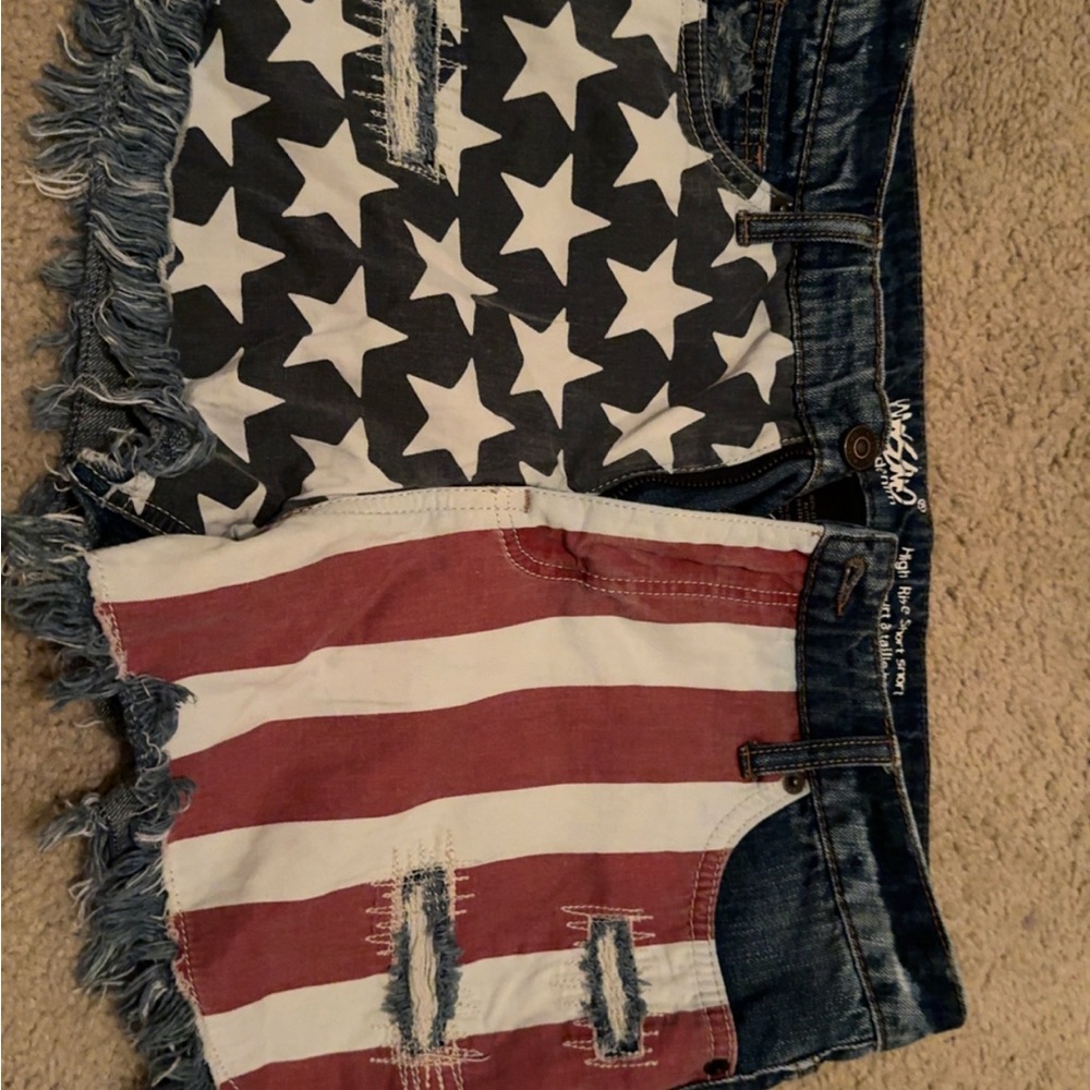 Mossimo Supply Co. American Flag Jean Shorts - Blue and Red